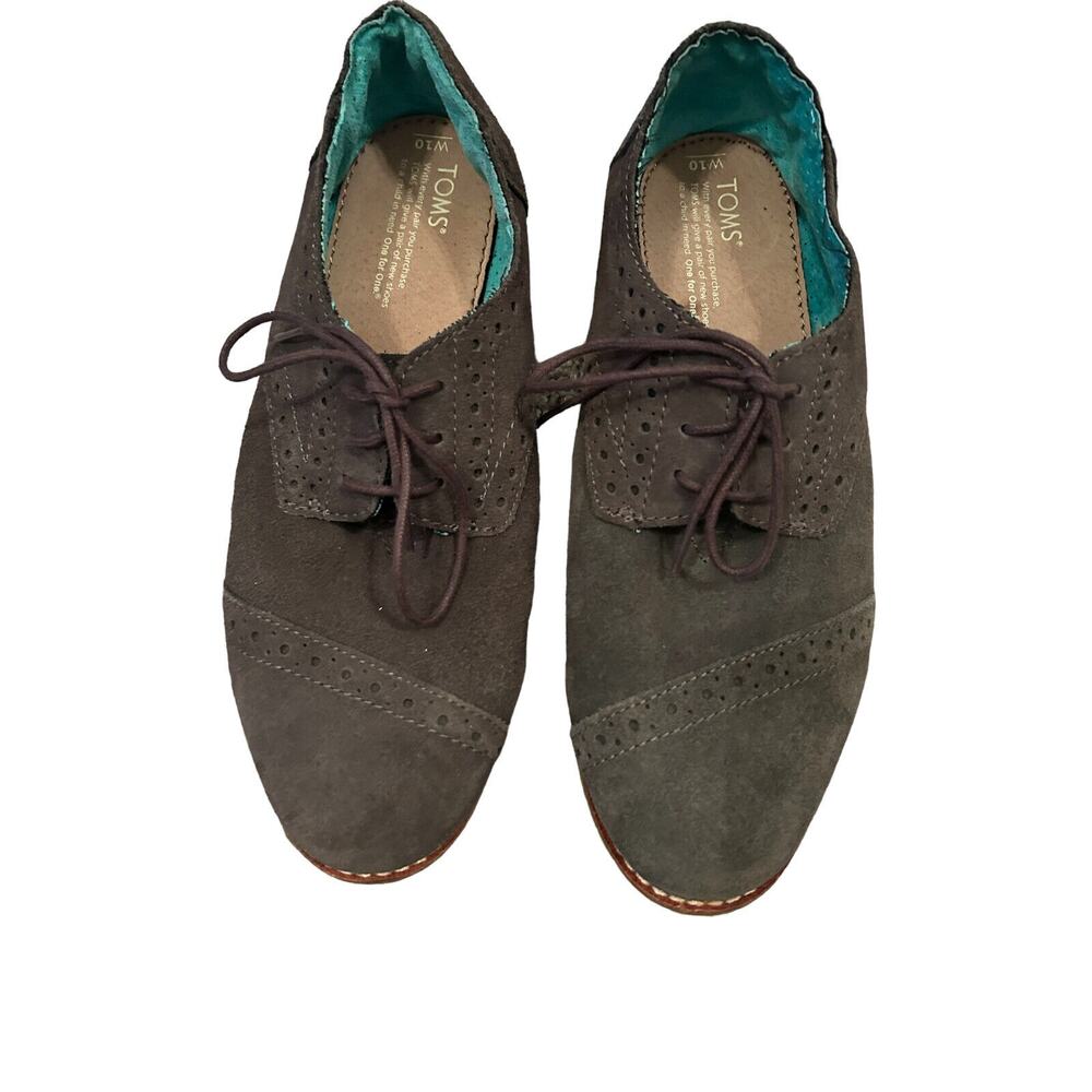 TOMS Gray Suede Mens Brogue Oxford Style Shoe Sz W10